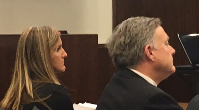 Jessica Langford sits with defense attorney Lawrence Greger during the first day of her trial. NICK BLIZZARD/STAFF