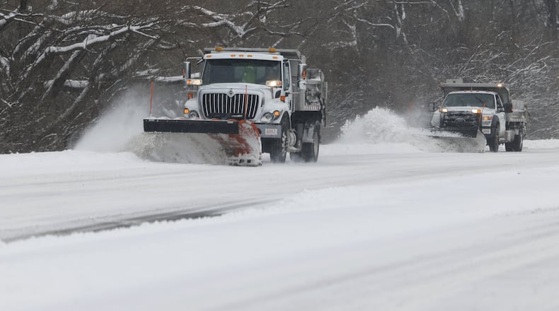 Middletown road crews plow Verity Pkwy. after an overnight snow Monday, Jan. 6, 2025 in Middletown. NICK GRAHAM/STAFF