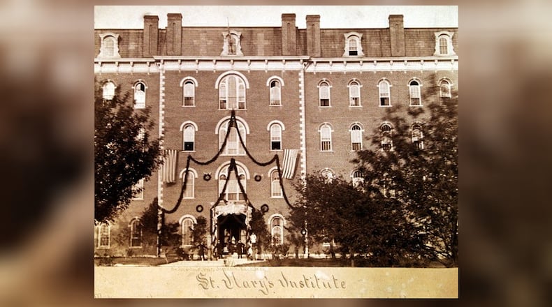 The oldest dated picture of St. Marys' Institute on record (1879). Credited to Archives Collection, Roesch Library, University of Dayton.