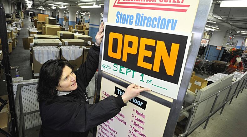 Heather Mendelson-Goodrich, who has worked at the family-owned Mendelsons her entire life, says she has no doubt they will be able to sell everything inside the massive outlet store by the Sept. 1 deadline. MARSHALL GORBY / STAFF