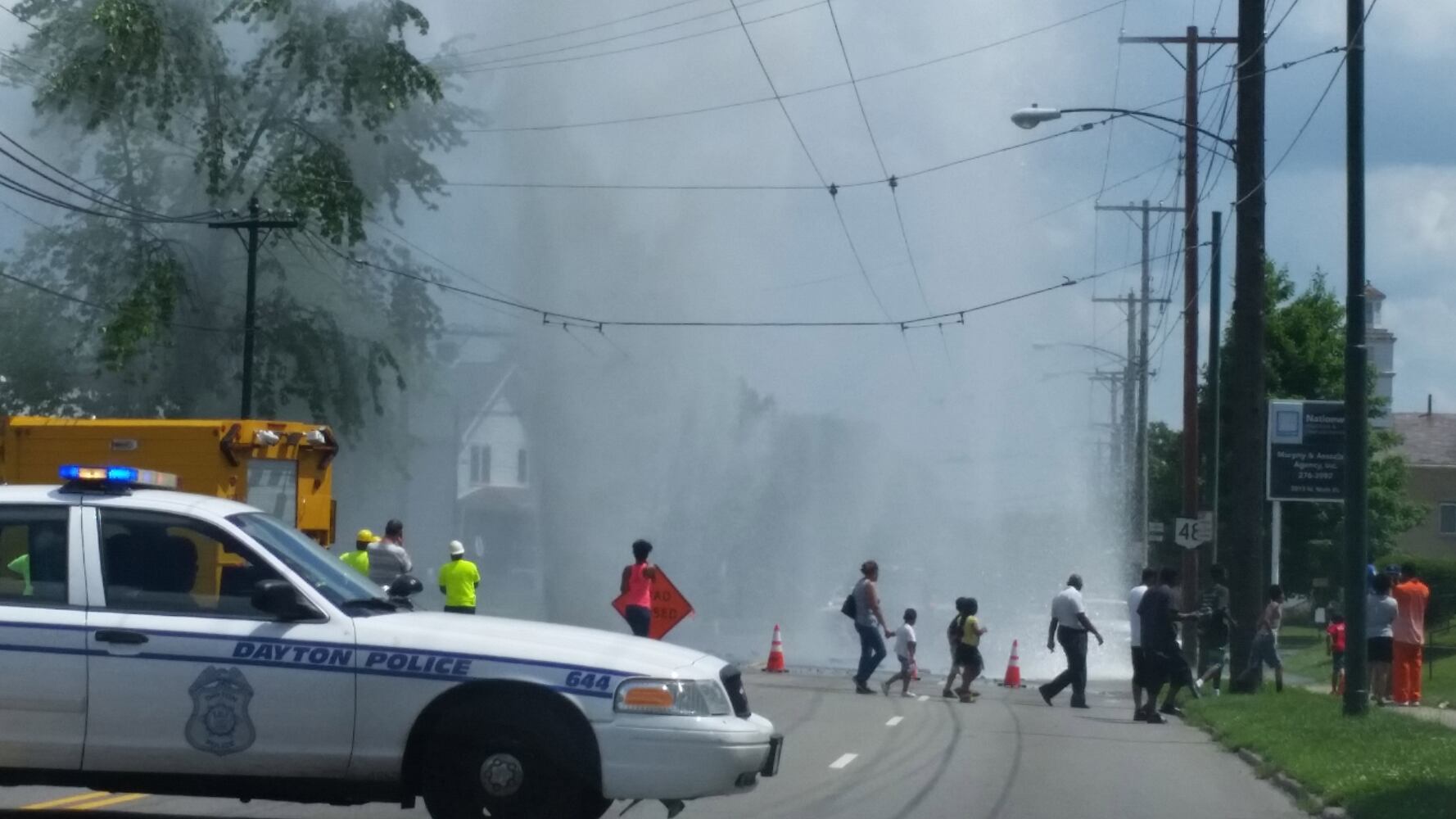 Water main break on North Main Street