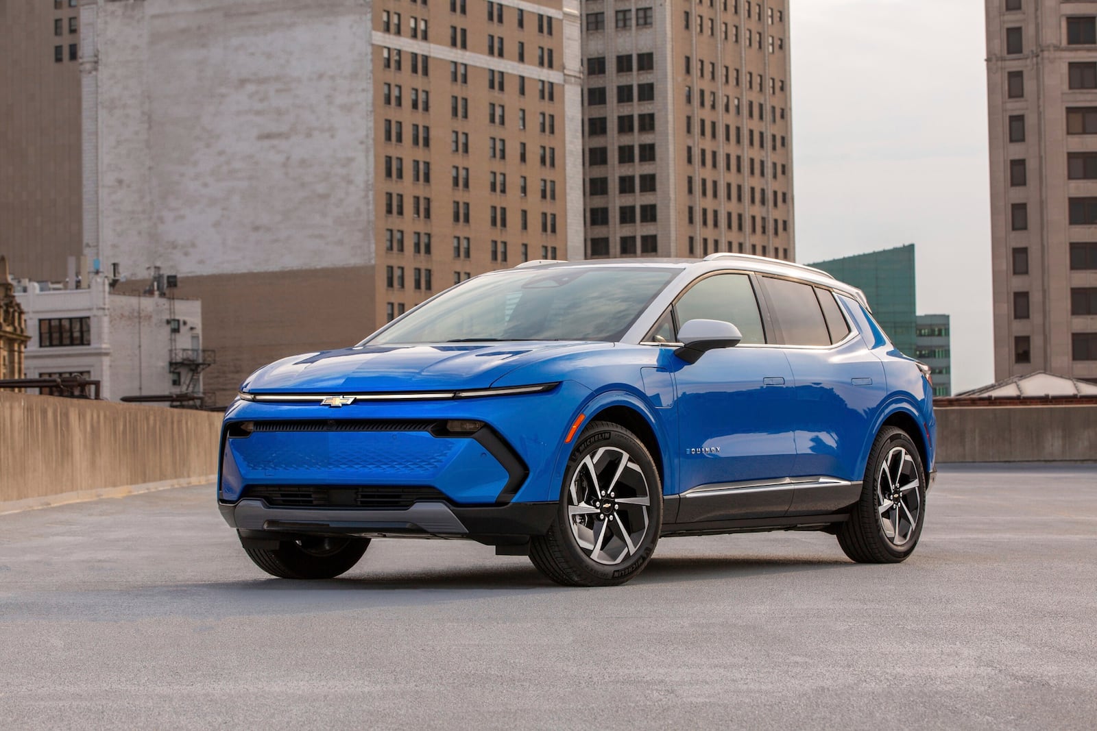 This photo provided by Chevrolet shows the 2025 Equinox EV. The Equinox EV is a well-rounded and spacious SUV with exceptional range at a relatively low price. (Courtesy of General Motors via AP)
