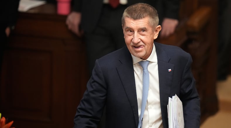 Czech Republic's Prime Minister Andrej Babis smiles during a meeting of the lower house of the Czech Parliament that is to decide whether to lift the populist' immunity from prosecution in a fraud case involving European Union subsidies, in Prague, Czech Republic, Thursday, March 5, 2026. (AP Photo/Petr David Josek)