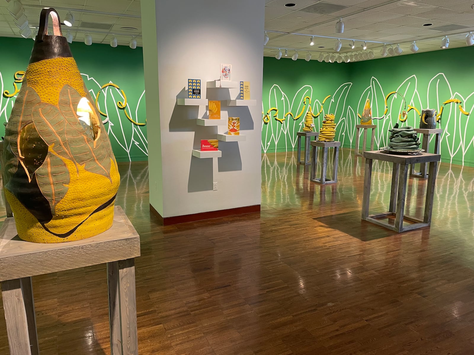 Installation view of 'Erika NJ Allen: This is Not a Banana Republic...' at the Weston Art Gallery in Cincinnati, including '1899 Banana Wall Series'. CONTRIBUTED
