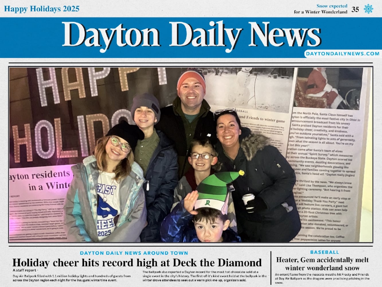 "Front Page News" photo booth photos from Deck the Diamond