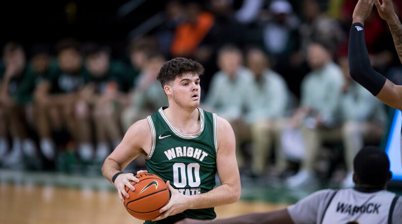 Grant Basile, pictured earlier this season, scored 29 points Thursday night in Wright State's win over Youngstown State at the Nutter Center. Joseph Craven/Wright State Athletics