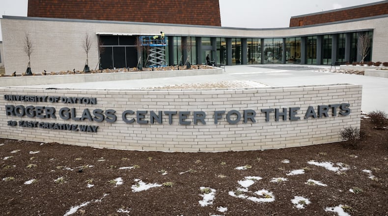 The University of Dayton's Roger Glass Center for the Arts sits at the intersection of South Main and East Stewart streets. The center, designed to meet LEED-gold environmental standards, was designed in consultation with local arts organizations to complement existing venues in the region. JIM NOELKER/STAFF