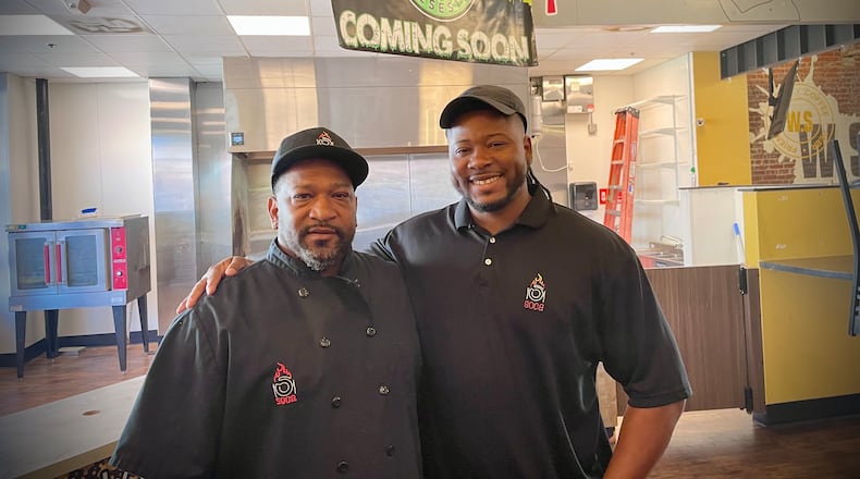 Shafton Greene (left), the owner of SOCA, is opening Urban Cheesesteak Co. with his son,  Shafton “Wesley” Greene Jr. (right), inside W. Social Tap & Table in Dayton. NATALIE JONES/STAFF