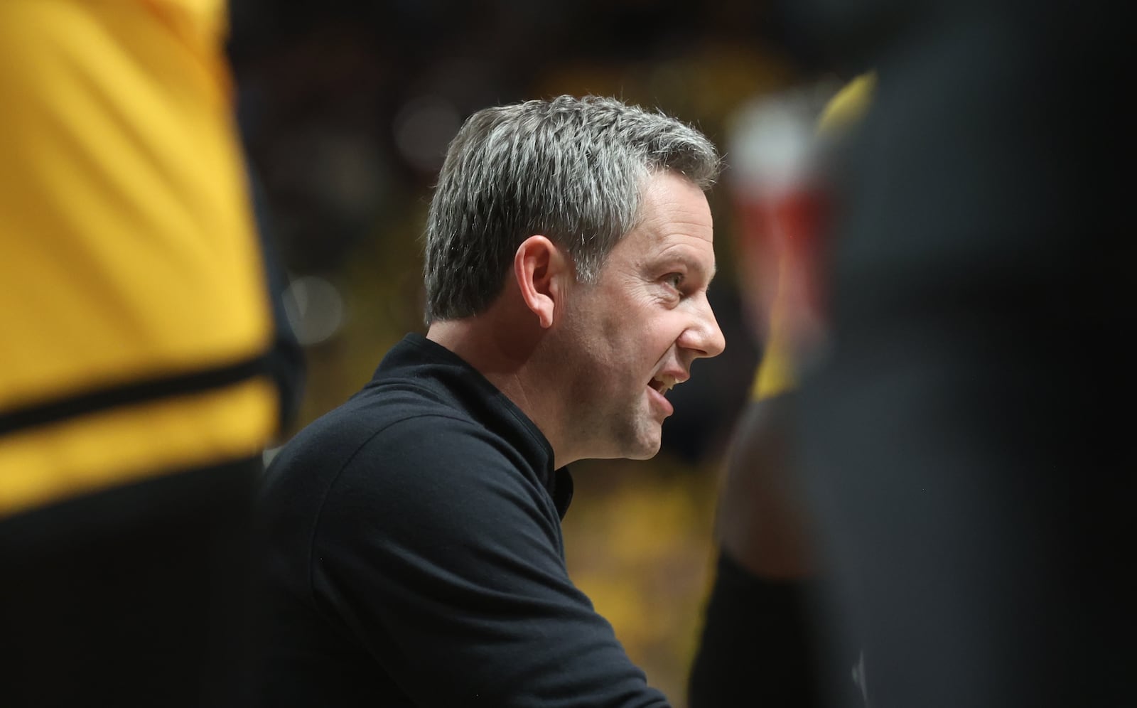 Virginia Commonwealth's Ryan Odom talks to his team during a game against Dayton on Friday, Feb. 9, 2024, at the Siegel Center in Richmond, Va. David Jablonski/Staff