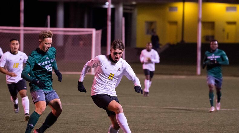 Wright State’s Deri Corfe (11) during a match against Green Bay earlier this season. Corfe had a goal and an assist in Thursday’s NCAA Tournament win at Notre Dame. Joseph Craven/WSU Athletics