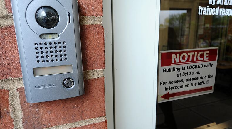 The Stevenson Elementary School building is locked daily at 8:10 a.m. Anyone wanting to enter must ring a intercom to be let in. MARSHALL GORBY\STAFF