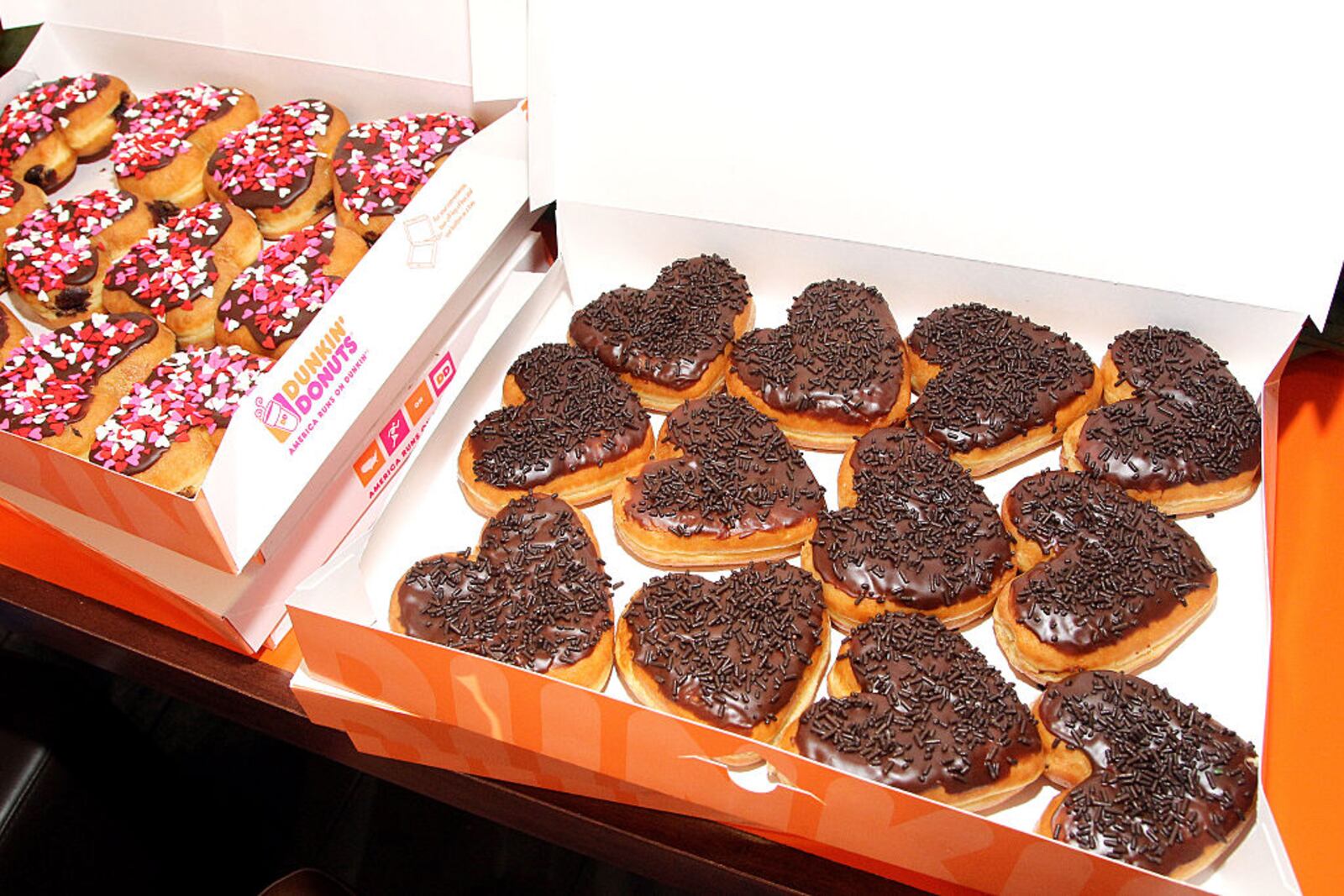 ENCINO, CA - FEBRUARY 12:  A general view of the atmosphere during the Valentine's Day With Dunkin' Donuts Heart-Shaped Donuts held at Dunkin Donuts on February 12, 2016 in Encino, California.  (Photo by Tommaso Boddi/Getty Images for Dunkin' Donuts)