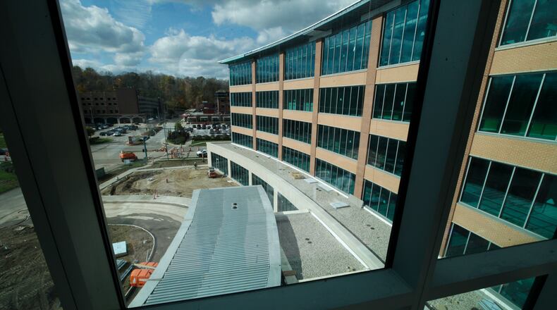 A 2016 photo of construction nearing completion on Kettering Health Network’s new cancer center across Southern Boulevard from Kettering Medical Center. Kettering Medical Center had the most online job postings in a recent month, according to state data. CHRIS STEWART / STAFF