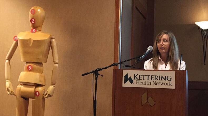 Dr. Nancy Pook, medical director of the Kettering Medical Center emergency department, unveiled a new program at the network to reduce opioid use. KAITLIN SCHROEDER/STAFF