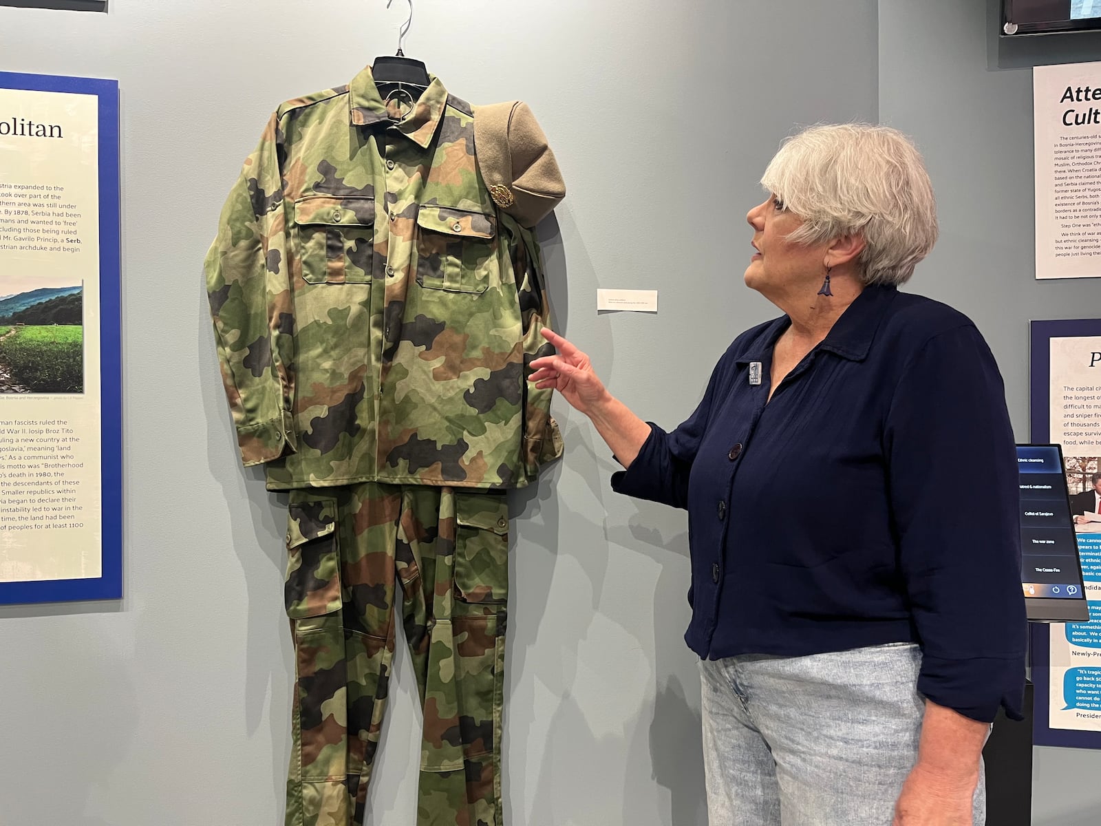 This uniform is on loan from a man who was conscripted into the Bosnian Serb army. He did not wish to fight, but was drafted.  MEREDITH MOSS/CONTRIBUTED