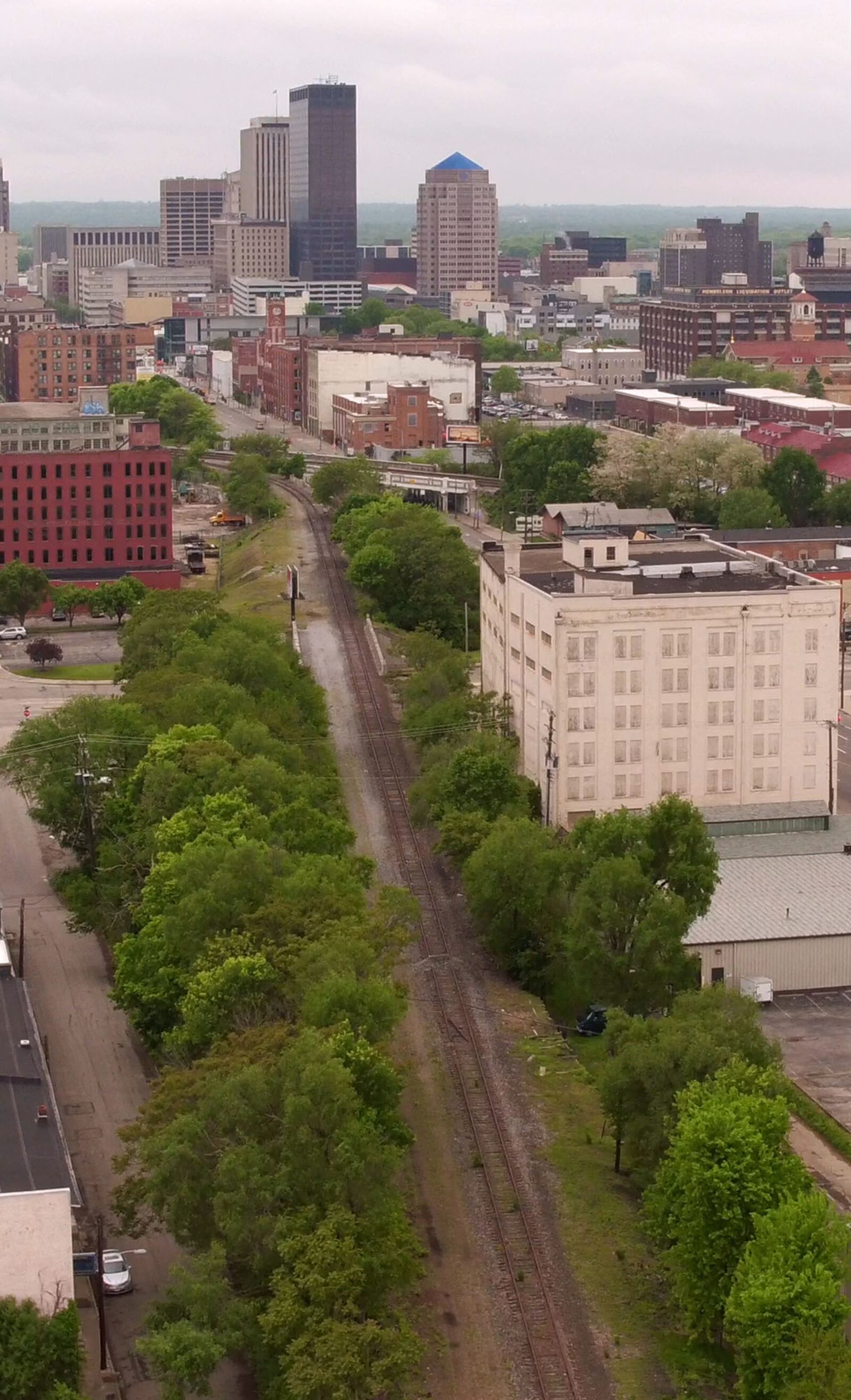 Stretch of unused railway from Dutoit St. to Wayne Ave. The City of Dayton is seeking to acquire 6.5 miles of railway from Kettering to downtown Dayton for the creation of "high-line" bikeway and parks.   TY GREENLEES / STAFF