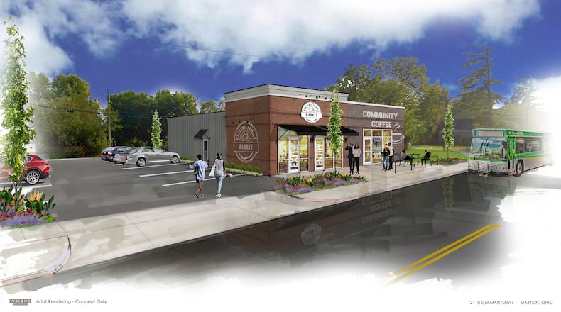 A rendering of a proposed healthy family market at 2118 Germantown St., down the road from the DeSoto Bass public housing development. CONTRIBUTED