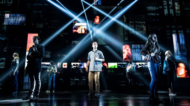 Stephen Christopher Anthony as Evan Hansen and the North American touring company of DEAR EVAN HANSEN. Photo by Matthew Murphy