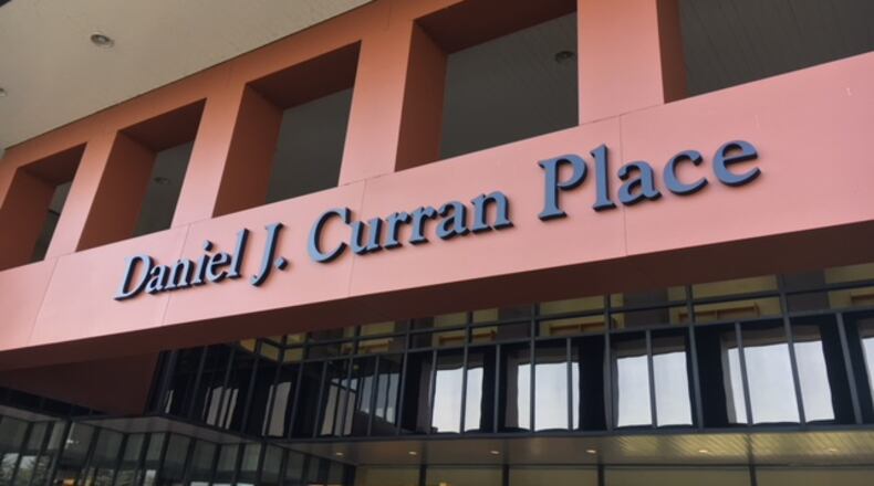 The setting of tonight’s debate: Daniel J. Curran Place. The debate begins at 7 p.m. THOMAS GNAU/STAFF