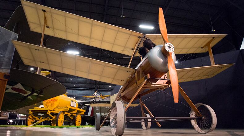 A replica of the Kettering "Bug" on display at the National Museum of the United States Air Force. The Bug is considered one of the first unmanned aircraft and carried 180 pounds of explosives. TY GREENLEES / STAFF