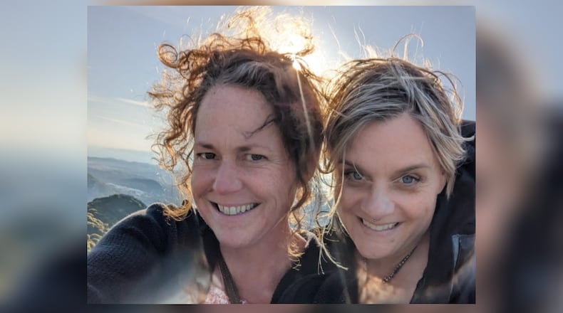 Artists Maggie Ross, left and Jen Perkins have collaborated on an art exhibit opening Jan. 7, 2024 at the Dayton library. CONTRIBUTED