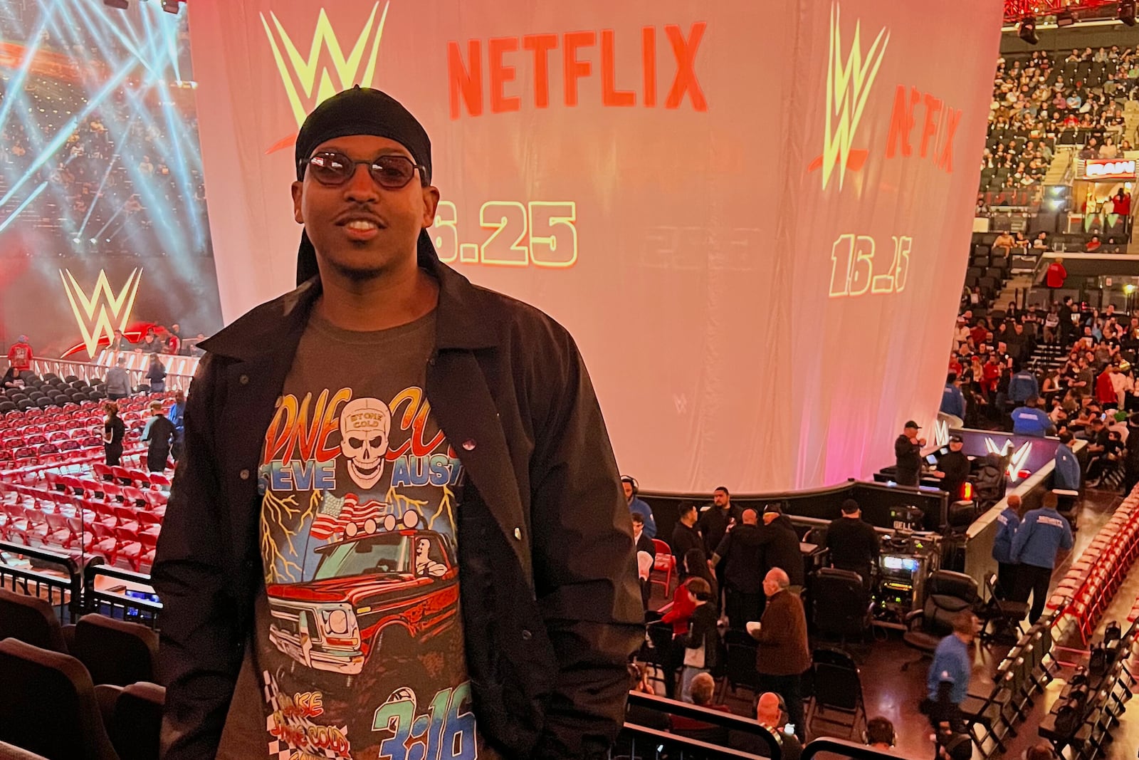 Master Tesfatsion attends the premiere of Monday Night Raw on Netflix at the Intuit Dome in Los Angeles, on 6, 2025. (Master Tesfatsion via The AP)