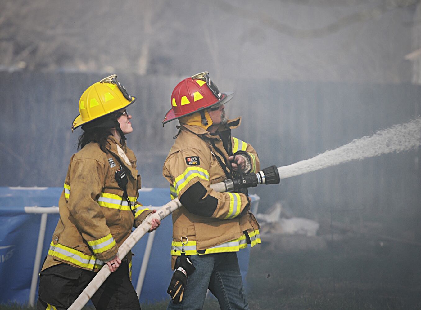 PHOTOS: Crews fight fire in on National Road in New Carlisle