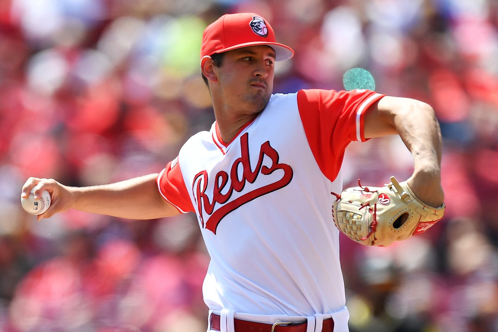  CINCINNATI, OH - AUGUST 27: Tyler Mahle #30 of the Cincinnati Reds pitches in the second inning against the Pittsburgh Pirates at Great American Ball Park on August 27, 2017 in Cincinnati, Ohio. (Photo by Jamie Sabau/Getty Images)
