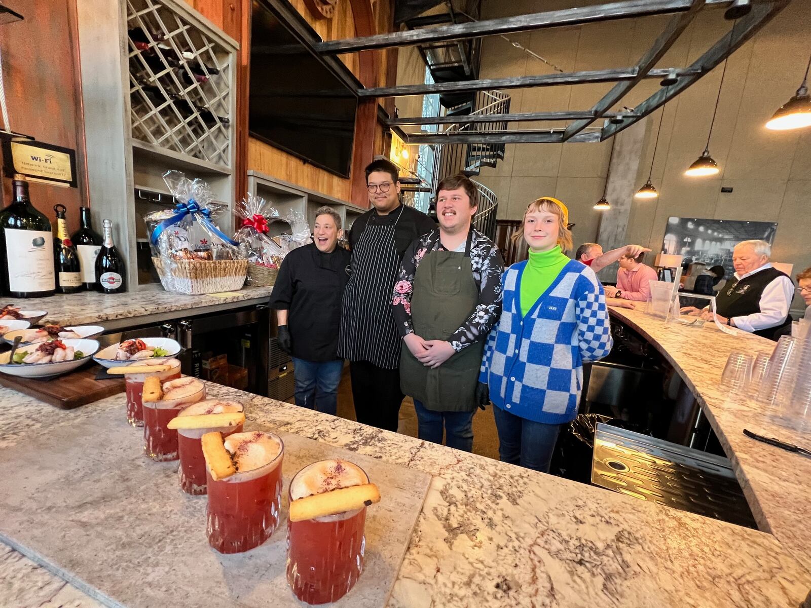 Wheat Penny's winning team from 2023 Buckeye Vodka Battle of the Bartenders: Liz Valenti, Wheat Penny chef and co-owner, chef Nicholas Cheng, bar manager Thomas Morris and sous chef Hannah Cranmer. PHOTO BY ALEXIS LARSEN