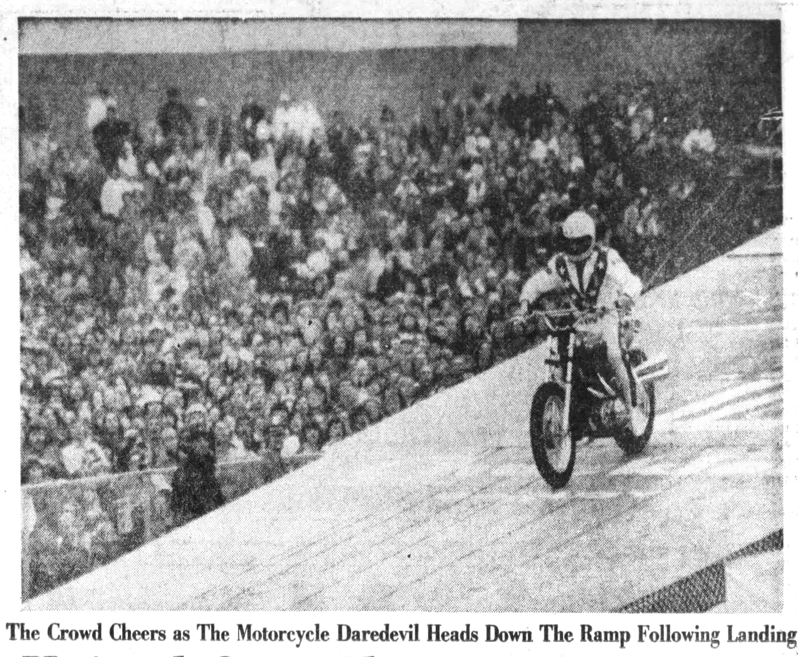 Evel Knievel landed a motorcycle jump over 14 busses at Kings Island in 1975. DAYTON DAILY NEWS ARCHIVES
