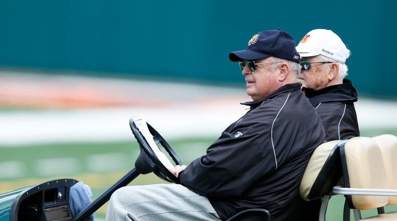 CINCINNATI, OH - MAY 12: Cincinnati Bengals owner Mike Brown looks on during a rookie camp at Paul Brown Stadium on May 12, 2013 in Cincinnati, Ohio. (Photo by Joe Robbins/Getty Images)