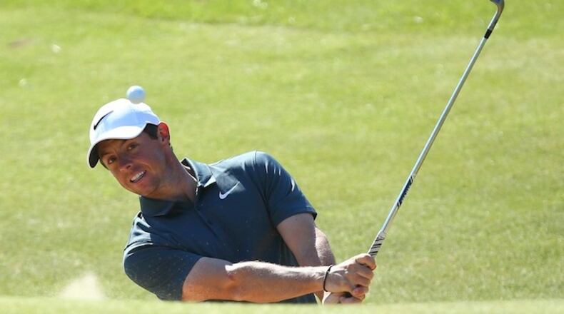 Rory McIlroy of Ireland during the second practice day at the British Open Golf Championship at Royal Birkdale in Southport, England, Monday, July 17, 2017. (AP Photo/Dave Thompson)