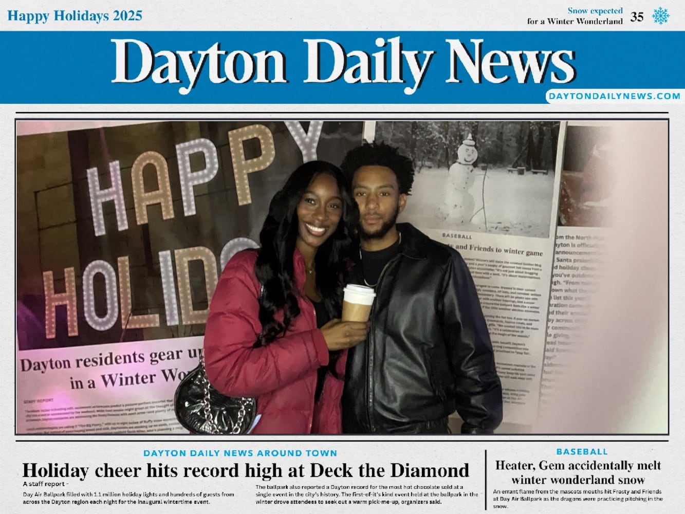 "Front Page News" photobooth at Deck the Diamond