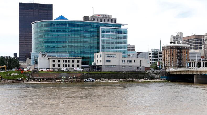 Today the CareSource building stands in place of Steele High School along the Great Miami River in downtown Dayton. LISA POWELL / STAFF