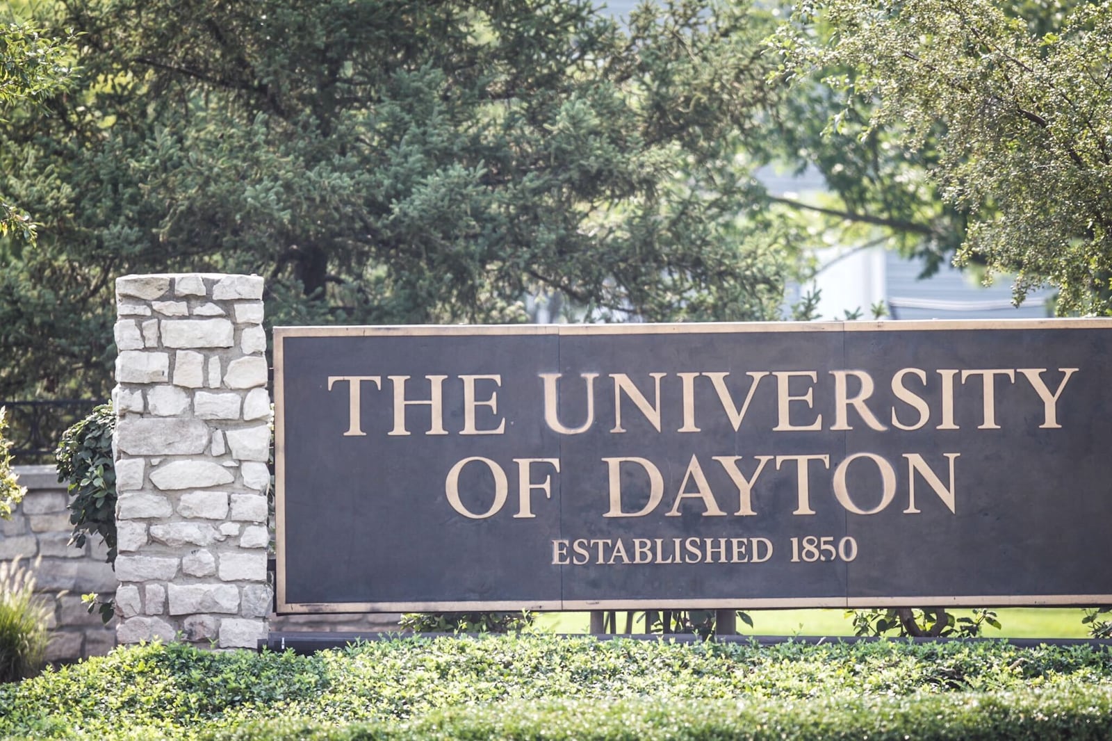 The University of Dayton front entrance off of Stewart St. in Dayton. Jim Noelker/Staff