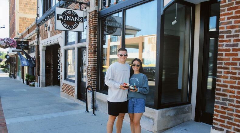 The Blended By J business is coming soon. Jillian Tedeschi and fiancee Tyler King stand in front of the store. CONTRIBUTED