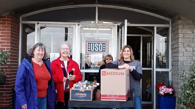 Members of the Rebecca Galloway Chapter of the Daughters of the American Revolution brought ‘Project Patriot’ to the United Services Organizations (USO) members and their families at Wright Patterson Air Force Base (WPAFB) last week and this month.