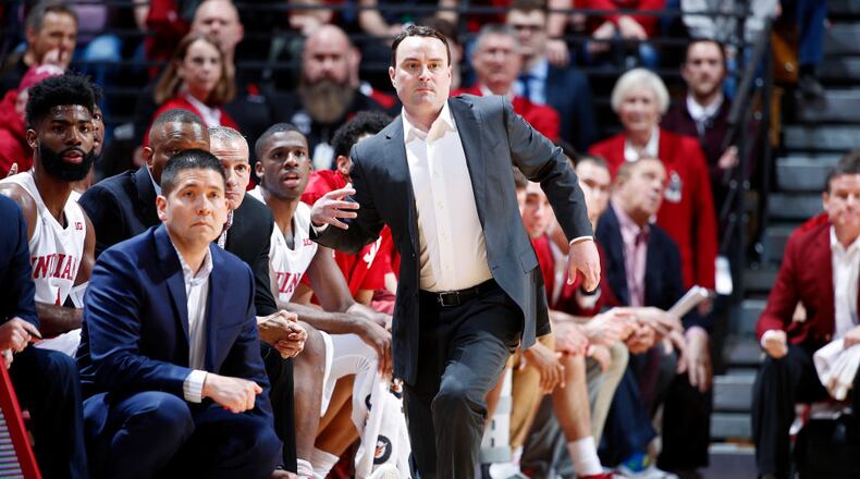 BLOOMINGTON, IN - JANUARY 28: Head coach Archie Miller of the Indiana Hoosiers reacts in the first half of a game against the Purdue Boilermakers at Assembly Hall on January 28, 2018 in Bloomington, Indiana. Purdue won 74-67. (Photo by Joe Robbins/Getty Images)