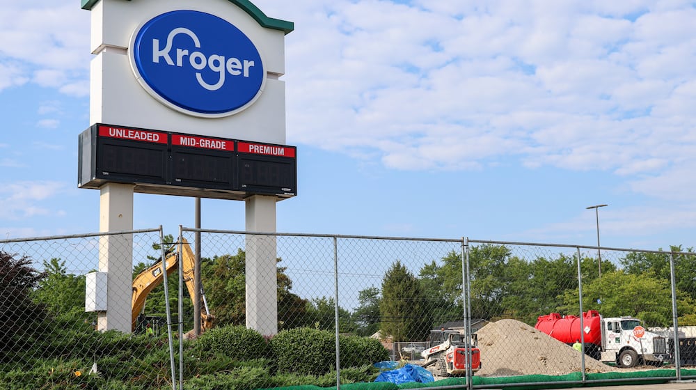 A file photo of Kroger Fuel Center in Englewood when it was closed for its expansion. The center, now reopened, includes a total of 18 fuel pumps. BRYANT BILLING / STAFF