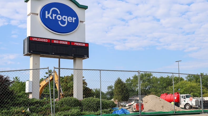 A file photo of Kroger Fuel Center in Englewood when it was closed for its expansion. The center, now reopened, includes a total of 18 fuel pumps. BRYANT BILLING / STAFF