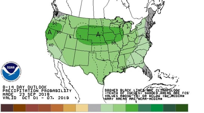 Precipitation outlook courtesy NOAA/Climate Prediction Center