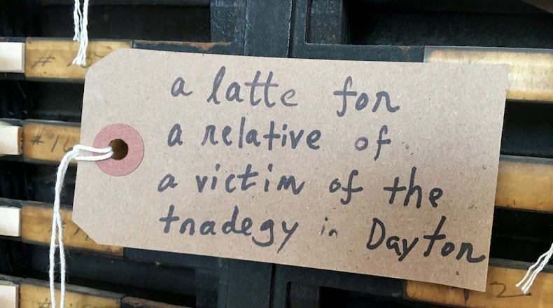 A gift in response to the Oregon District shootings has been left on the "Do Good" wall at St. Ann the Tart in the St. Anne's Hill neighborhood. LISA POWELL / STAFF