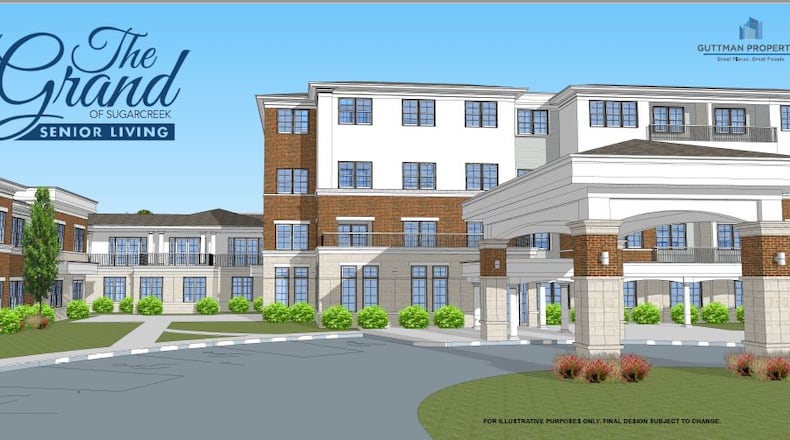 This rendering shows what the The Grand of Sugarcreek" luxury senior living facility will look like when completed in 2019, the developer said. (Courtesy/Guttman Properties, LLC).