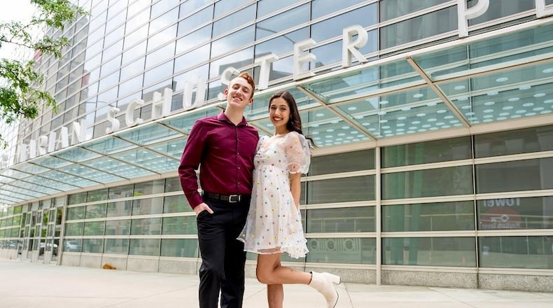Patrick Comunale and Maggie Weckesser represented Dayton Live and the Miami Valley High School Theatre Awards (MVHSTA) at the Jimmy Awards June 26 in New York City. PHOTO BY RON VALLE