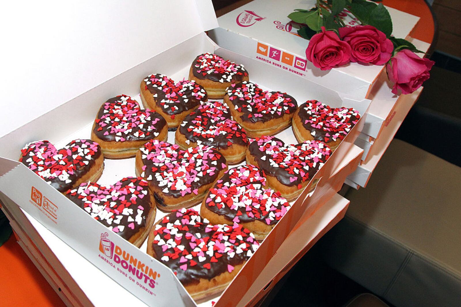 ENCINO, CA - FEBRUARY 12:  A general view of the atmosphere during the Valentine's Day With Dunkin' Donuts Heart-Shaped Donuts held at Dunkin Donuts on February 12, 2016 in Encino, California.  (Photo by Tommaso Boddi/Getty Images for Dunkin' Donuts)