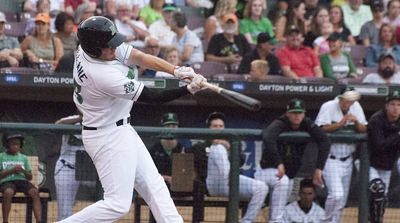 Right fielder Bren Spillane connects for a hit during a game in 2019.