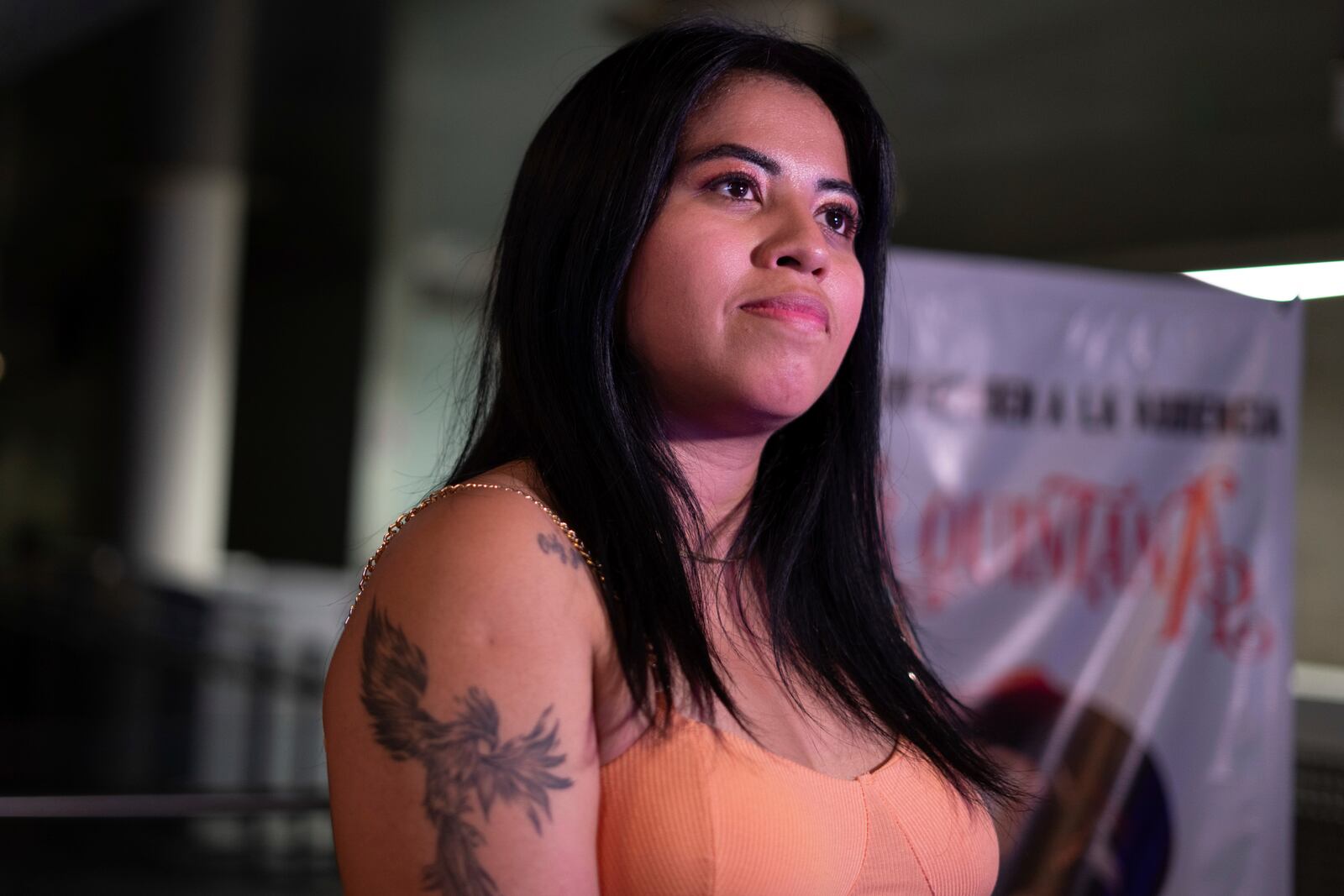 Yakiri Rubio attends a performance of Mexican corridos singer Vivir Quintana in Mexico City, Thursday, April 24, 2025. (AP Photo/Aurea Del Rosario)