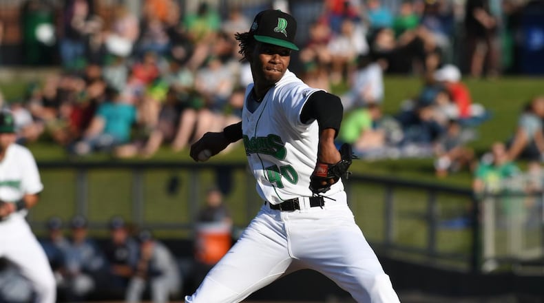 Dragons starting pitcher Jhon DeJesus lasted two innings and took the loss in a 5-1 defeat to the visiting Bowling Green Hot Rods at Fifth Third Field on Friday, Aug. 2, 2019. DRAGONS CONTRIBUTED PHOTO