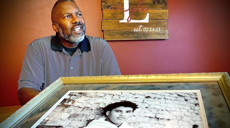 Mark Lyle, talks about his son Brooks, who will celebrate his 20th brithday on Sept. 11, at Air Force boot camp. MARSHALL GORBY\STAFF