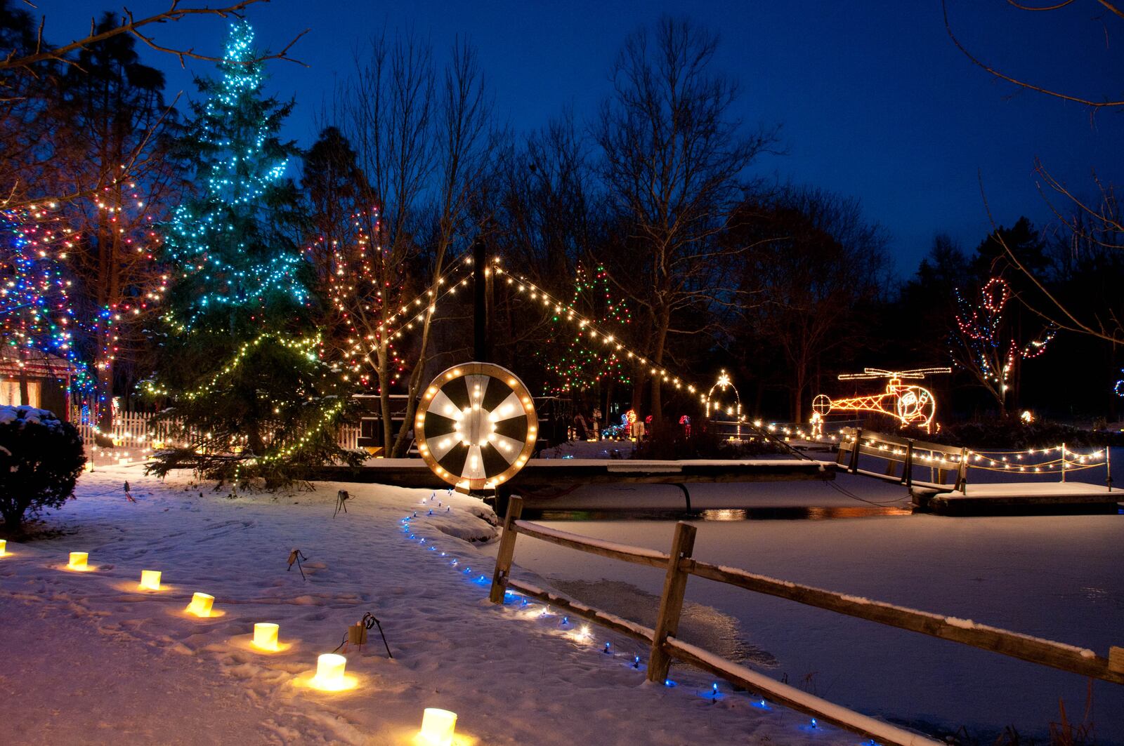 The wooded trail at Woodland Lights is full of lighted figures and objects, both Christmas and non-Christmas. CONTRIBUTED